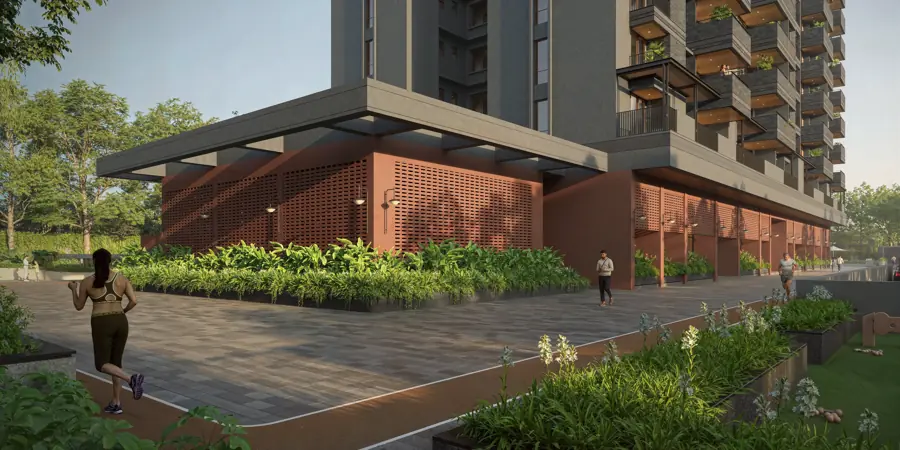Assetz Hoskote concept corten steel clubhouse