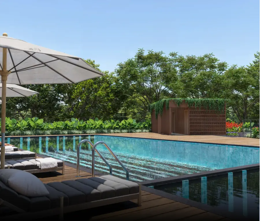 Assetz Hoskote concept swimming pool and deck